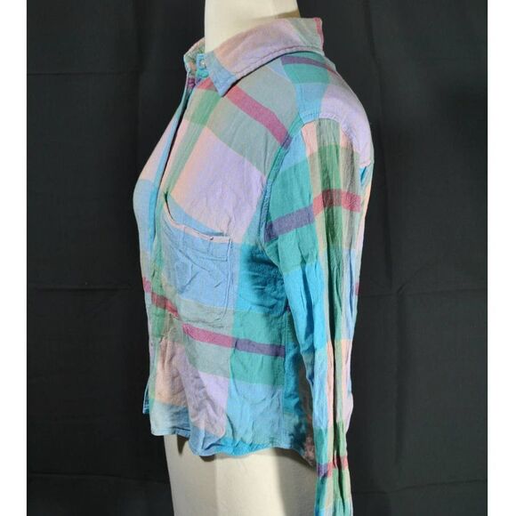 Urban Outfitters BDG Blue Purple Plaid Cropped Top - S - Picture 3 of 5